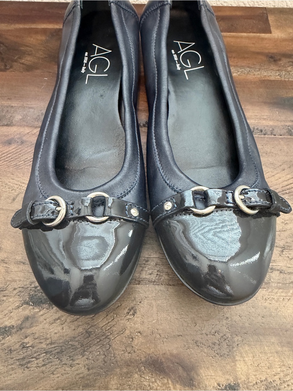 AGL Monika Cap Toe Ballet Flat Womens 8 / 38.5 Classic Leather Made in Italy - Picture 2 of 7